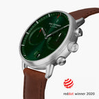 Pioneer Bundle Green Sunray Dial Silver 3-Link Black Leather Brown Leather Strap